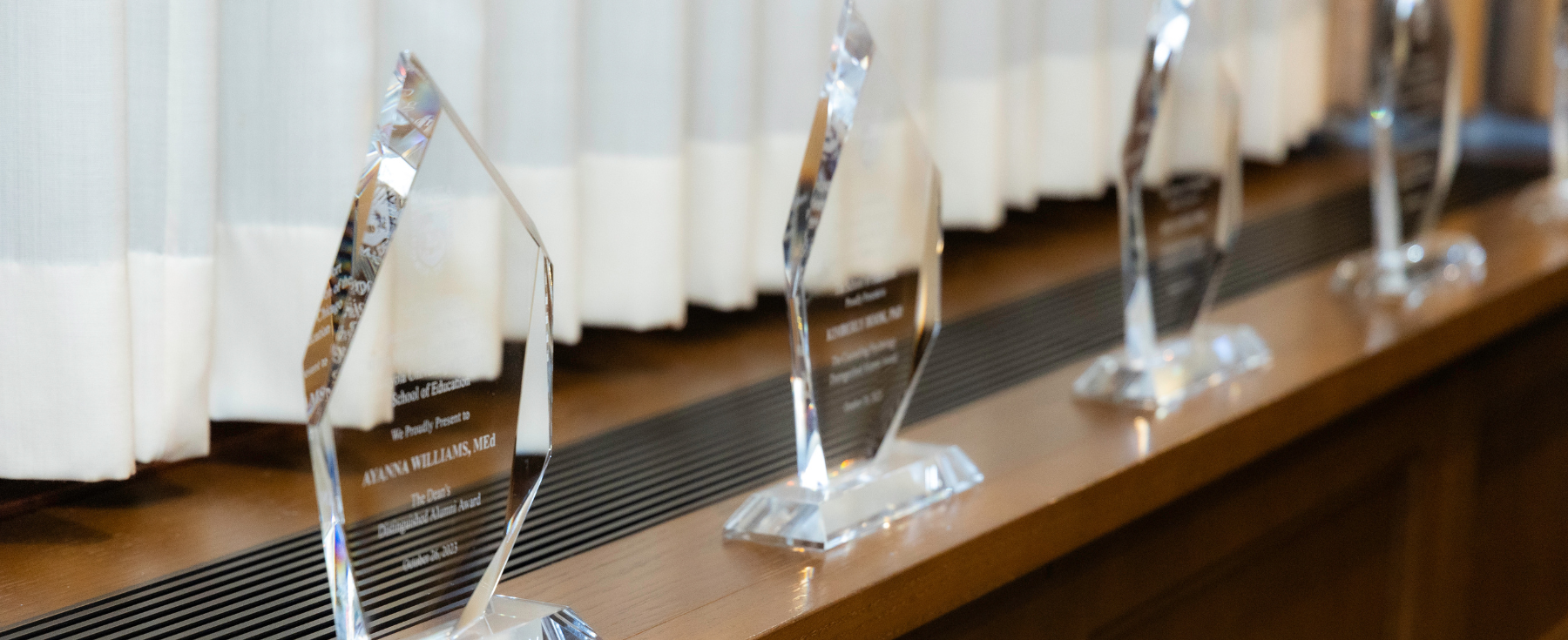 The distinguished alumni awards lined up.